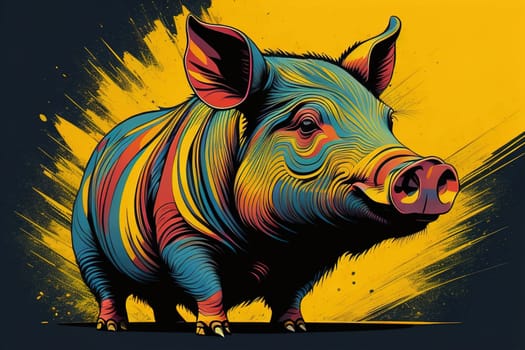 Pig head. Colorful vector illustration. Isolated on a solid color background. generative ai