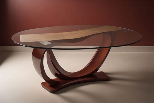 a glass table in a room. ai generative