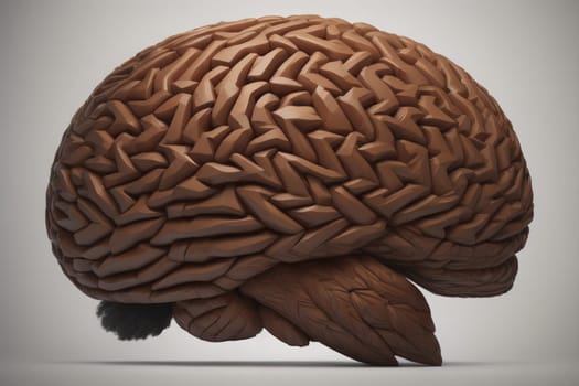 Human brain on a solid color background. ai generative