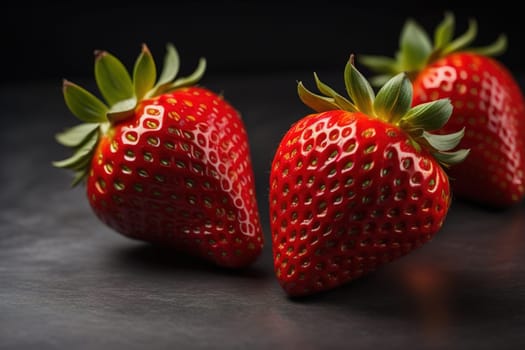 Fresh strawberries on a solid color background. generative ai