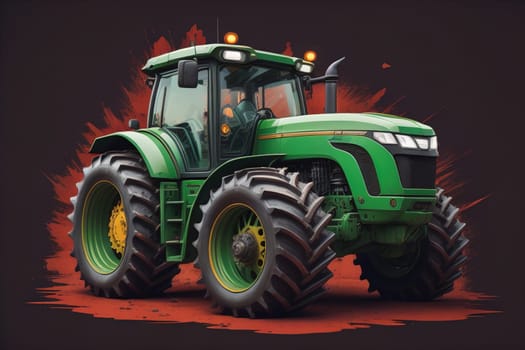 Modern tractor on a colored background. ai generative