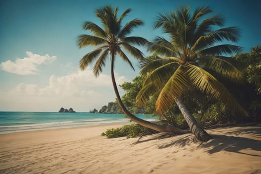 Beautiful tropical beach with coconut palm tree. ai generative