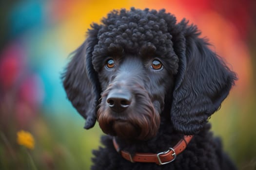 Portrait of a beautiful black dachshund puppy on a solid color background. ai generative