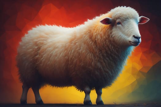 Sheep on a solid color background. Photo in old color image style. ai generative