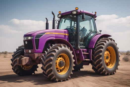 Modern tractor on a colored background. ai generative
