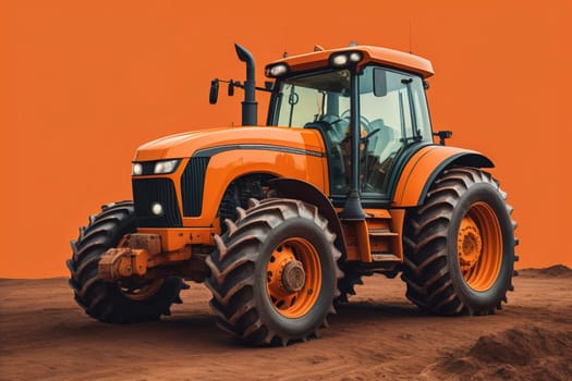 Modern tractor on a colored background. ai generative