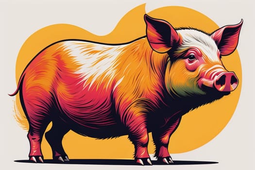 Pig head. Colorful vector illustration. Isolated on a solid color background. generative ai