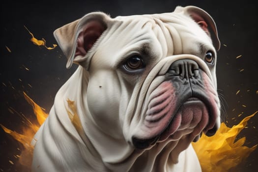 Portrait of a dog breed English Bulldog on a solid color background. ai generative