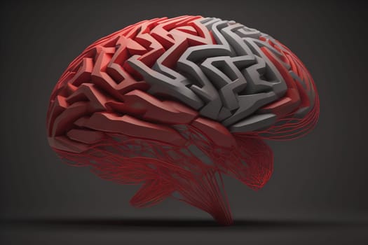 Human brain on a solid color background. ai generative