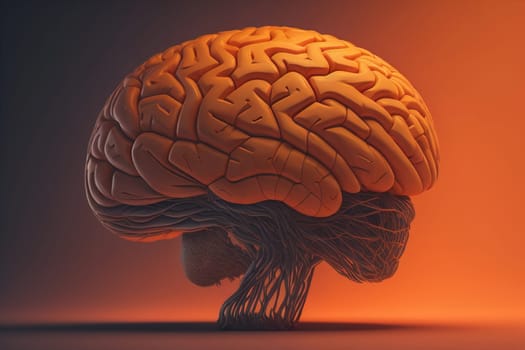 Human brain on a solid color background. ai generative