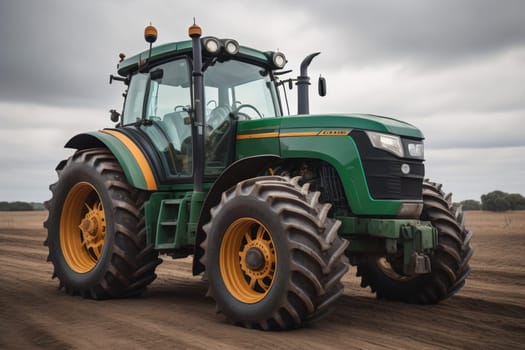 Modern tractor on a colored background. ai generative