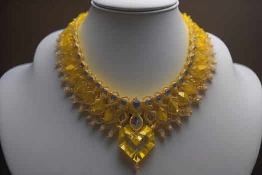 necklace on a mannequin in the studio on a solid color background. ai generative