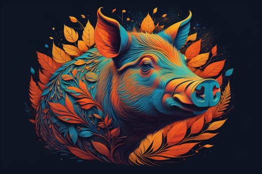Pig head. Colorful vector illustration. Isolated on a solid color background. generative ai