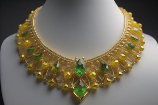 necklace on a mannequin in the studio on a solid color background. ai generative
