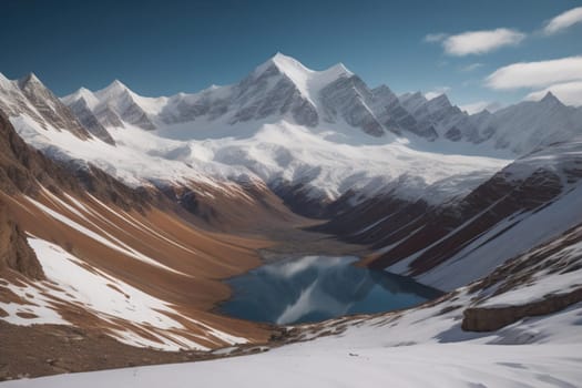 Mountains and snow-capped peaks of the Caucasus Mountains. ai generative