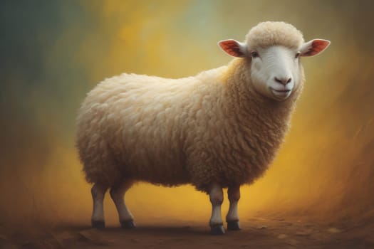 Sheep on a solid color background. Photo in old color image style. ai generative