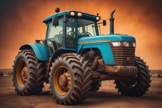 Modern tractor on a colored background. ai generative