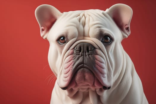 Portrait of a dog breed English Bulldog on a solid color background. ai generative