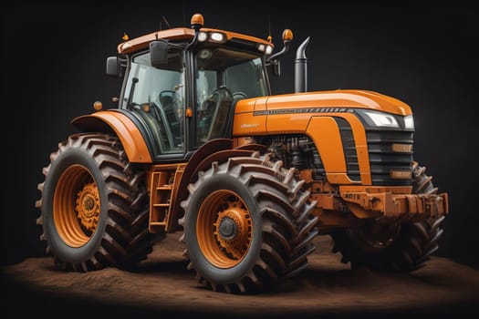 Modern tractor on a colored background. ai generative