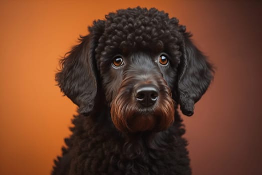 Portrait of a beautiful black dachshund puppy on a solid color background. ai generative
