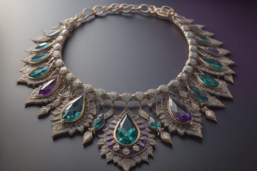 necklace on a mannequin in the studio on a solid color background. ai generative