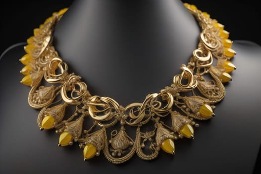 necklace on a mannequin in the studio on a solid color background. ai generative