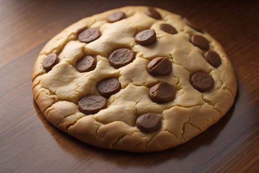 Chocolate chip cookies on orange background. Close up. Selective focus. ai generative