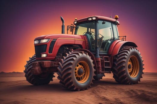 Modern tractor on a colored background. ai generative