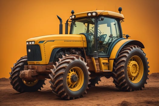 Modern tractor on a colored background. ai generative