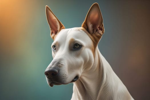 White labrador retriever dog portrait on a solid color background. Studio shot. generative ai