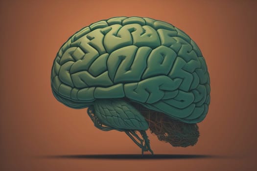 Human brain on a solid color background. ai generative