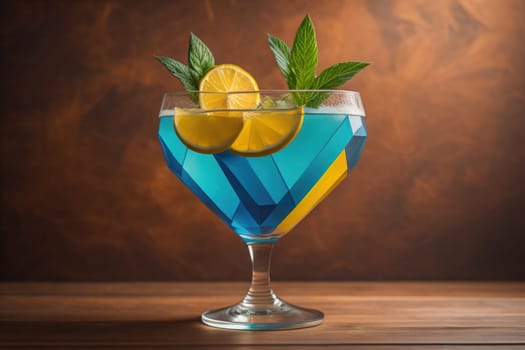 Alcohol cocktail drink on the table in bar. Toned image. ai generative
