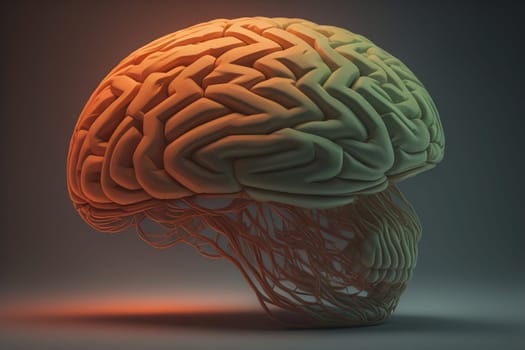 Human brain on a solid color background. ai generative