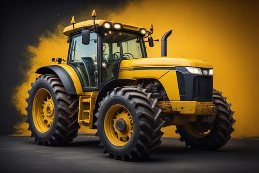 Modern tractor on a colored background. ai generative