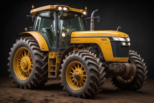 Modern tractor on a colored background. ai generative