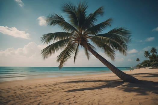 Beautiful tropical beach with coconut palm tree. ai generative