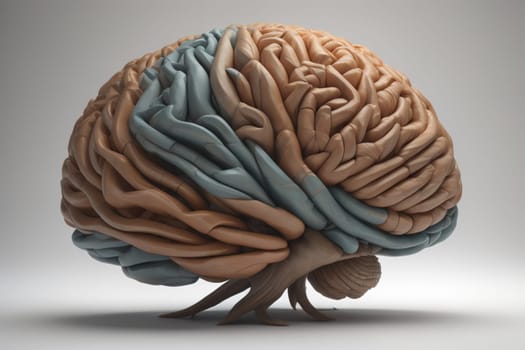Human brain on a solid color background. ai generative