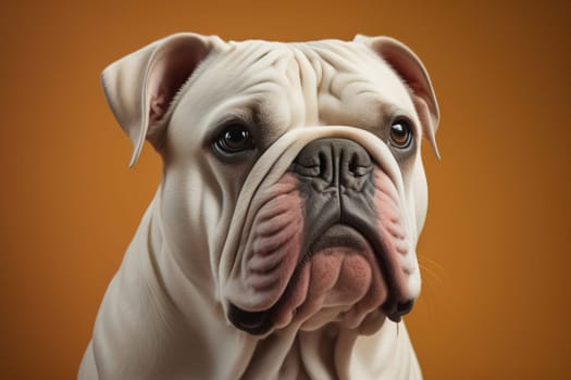 Portrait of a dog breed English Bulldog on a solid color background. ai generative