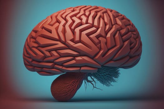 Human brain on a solid color background. ai generative