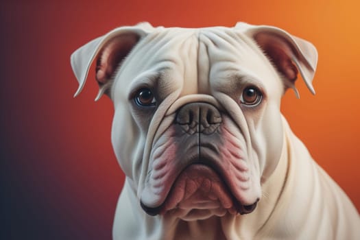 Portrait of a dog breed English Bulldog on a solid color background. ai generative