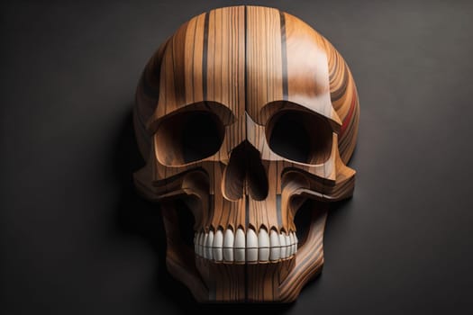 human skull on solid color background. Halloween concept. Close up. ai generative