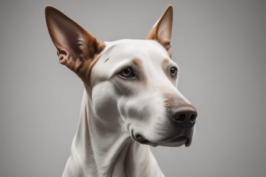 White labrador retriever dog portrait on a solid color background. Studio shot. generative ai