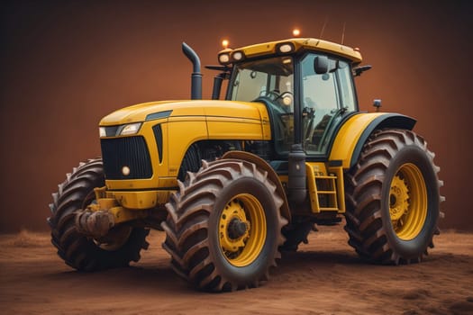 Modern tractor on a colored background. ai generative