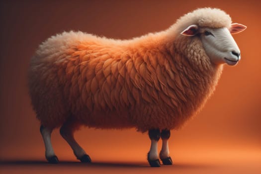 Sheep on a solid color background. Photo in old color image style. ai generative