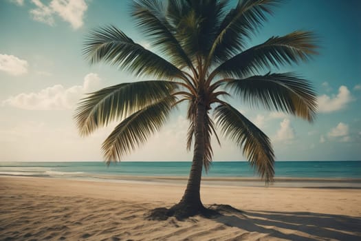 Beautiful tropical beach with coconut palm tree. ai generative