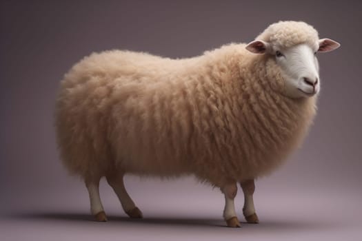Sheep on a solid color background. Photo in old color image style. ai generative