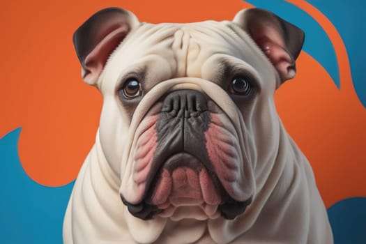 Portrait of a dog breed English Bulldog on a solid color background. ai generative