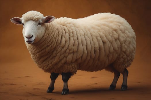 Sheep on a solid color background. Photo in old color image style. ai generative