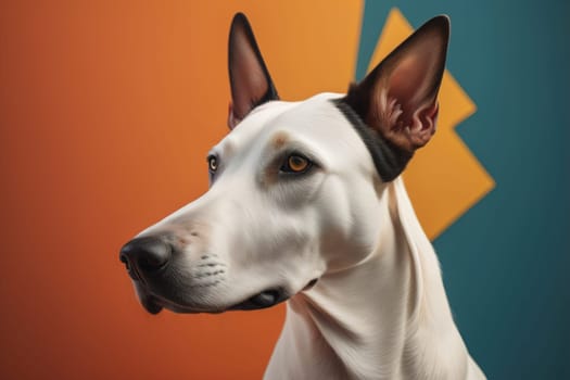 White labrador retriever dog portrait on a solid color background. Studio shot. generative ai