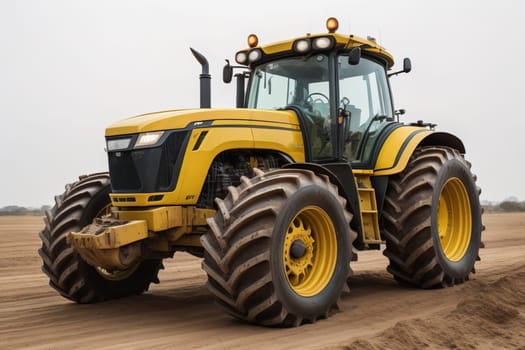 Modern tractor on a colored background. ai generative